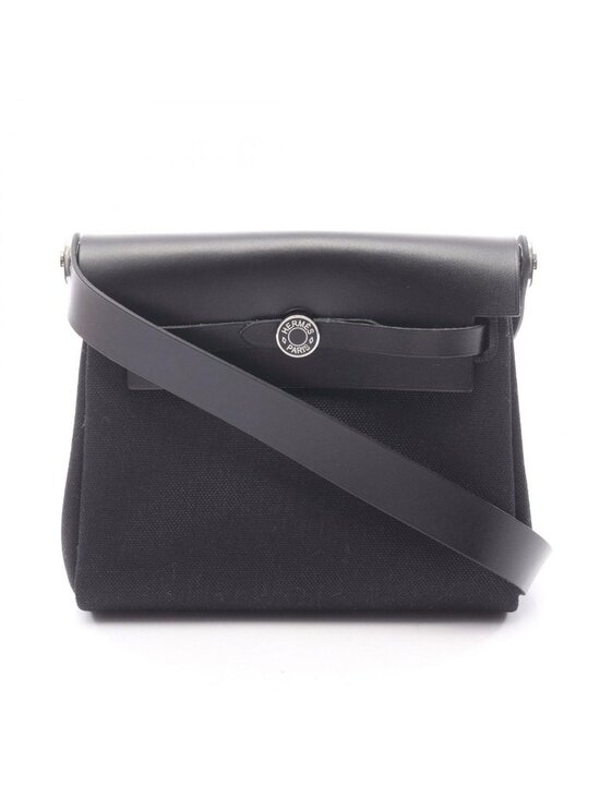 Hermes Handbags - Hermes Shoulder Bag Herbag Zip Mini Black Canvas Leather